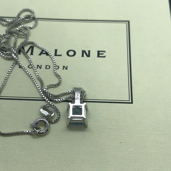 π Sterling Silver 925 Blue Topaz CZ Necklace - Picture 4 of 5